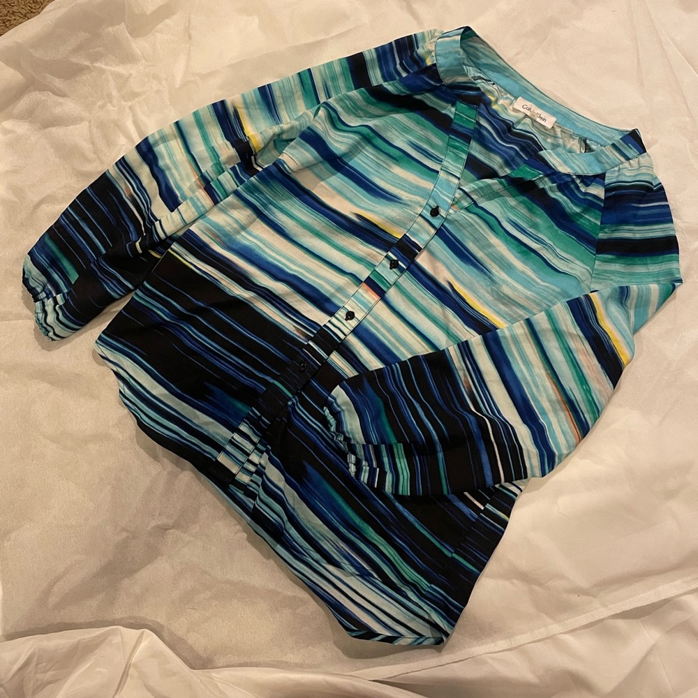 Calvin Klein Blue and Green Striped Top